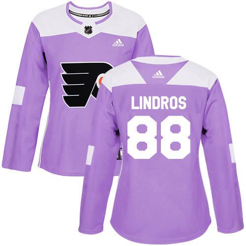 Adidas Flyers #88 Eric Lindros Purple Authentic Fights Cancer Women's Stitched NHL Jersey - Click Image to Close